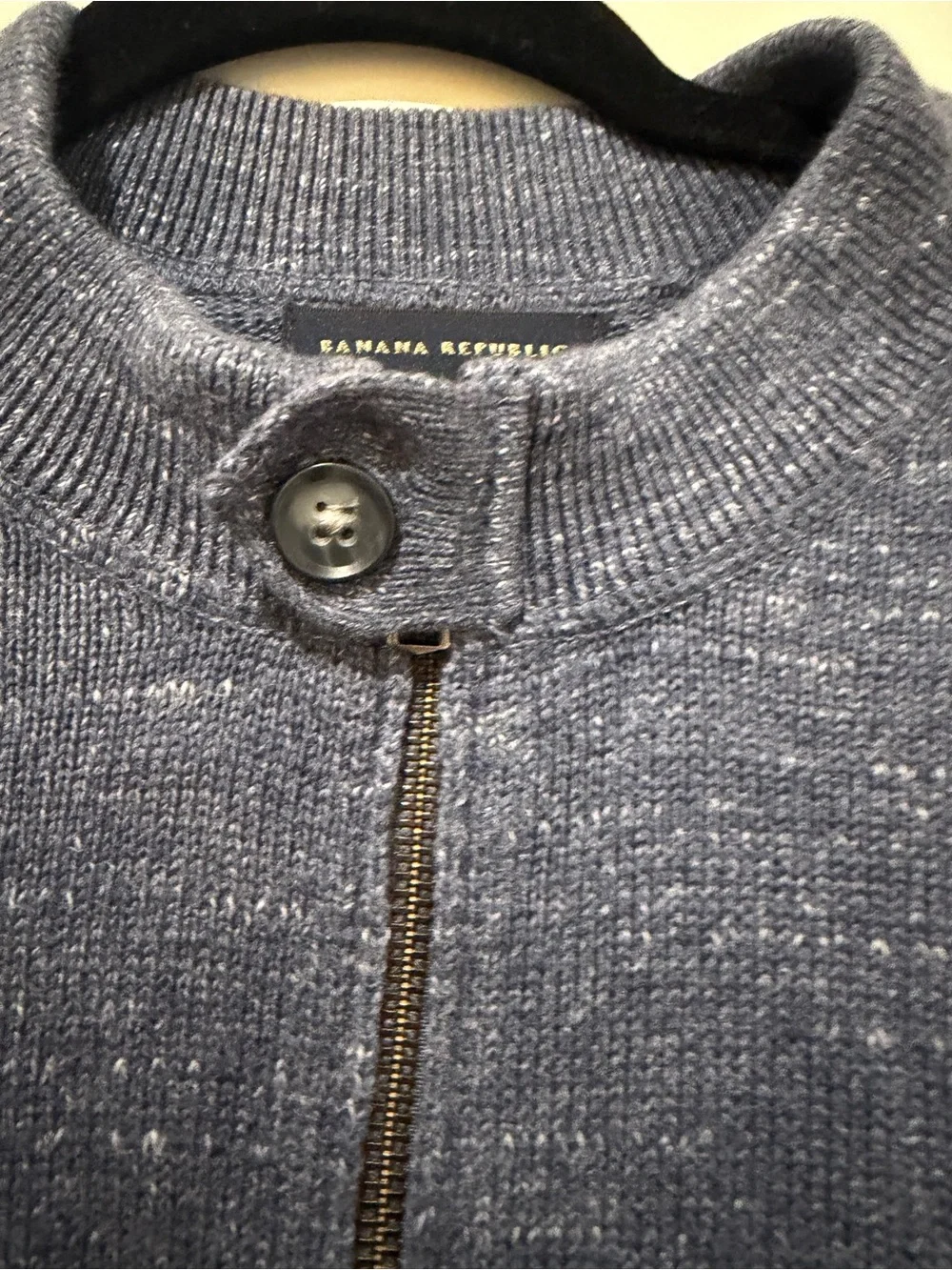 Banana Republic Men’s Heathered Blue Full-Zip Sweater Jacket